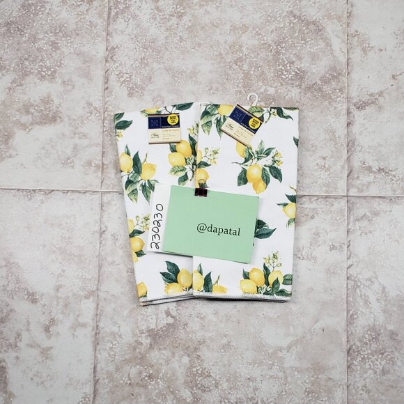 2 Dish Towel Heavy Weight Home Collection Kitchen Lemon Print 15" X 25" - Picture 8 of 8